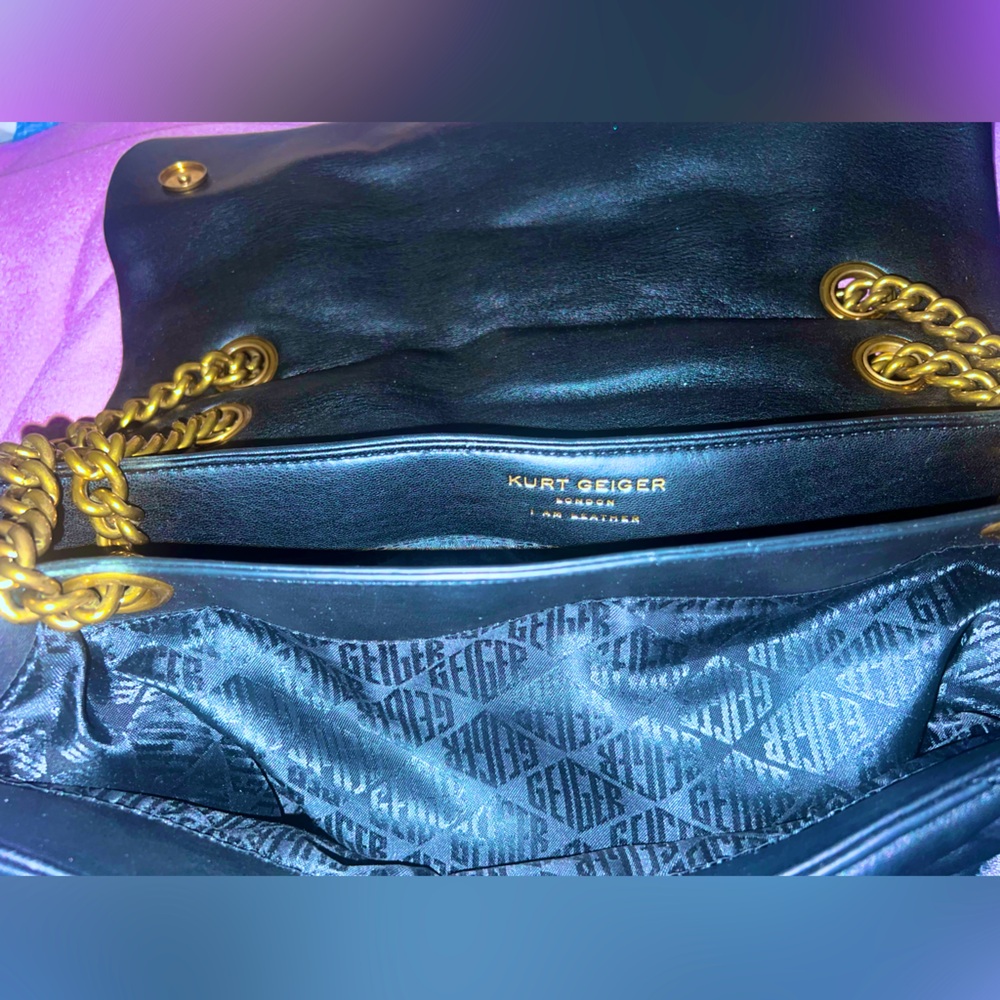 Kurt Geiger Black Quilted Leather Shoulder Bag - Picture 9 of 12